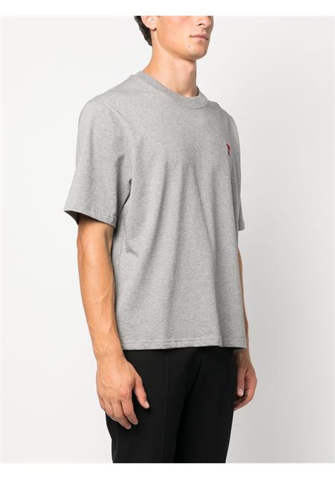 T-shirt con ricamo in grigio - AMI  unisex AMI PARIS | BFUTS005726055